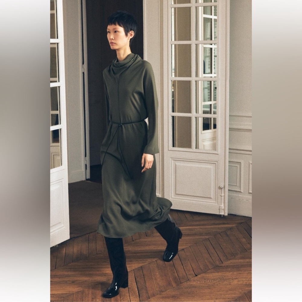 ZARA ZW COLLECTION BELTED MIDI DRESS